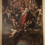 Cappella n. 1 - Domenico Fiasella, Madonna in gloria con la veduta della città di Genova